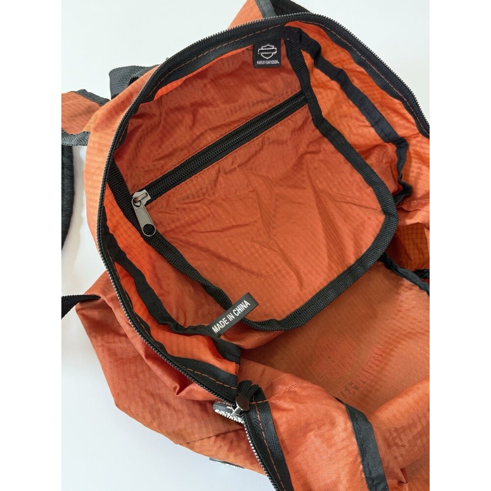 Harley-Davidson w/Bar & Shield Logo Orange Nylon Adjustable Backpack Daypack NEW - Picture 11 of 12